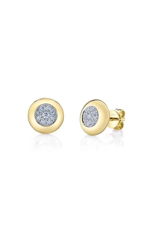 Yellow 14 Karat Diamond Circle Stud Earrings With 18 = 0.28Tw Round G/H Si Diamonds
