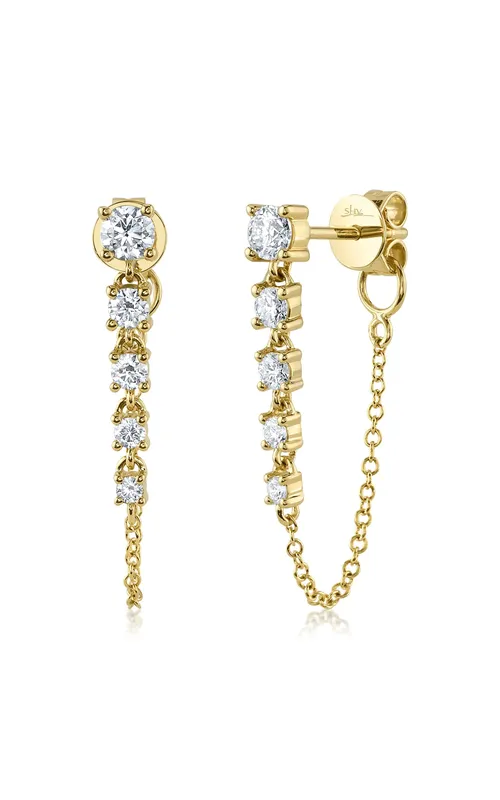 Yellow 14 Karat Earrings With 10 = 0.73Tw Round G/H Si Diamonds