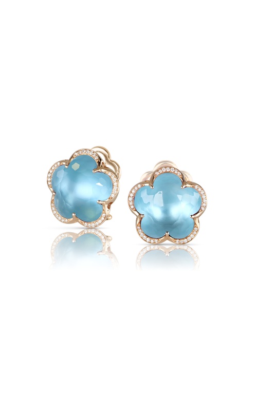 Pasquale Bruni 18k rose gold Bon Ton earrings with Venus Blue Topaz and 0.18ctw round Diamonds