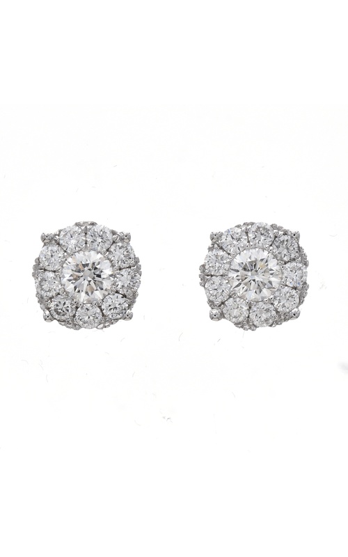 White 18 Karat Earrings With 18=0.60Tw Round Diamonds And 2=0.54Tw Round Diamonds