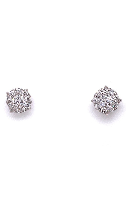 White 18 Karat Earrings With 18=0.60Tw Round Diamonds And 2=0.54Tw Round Diamonds