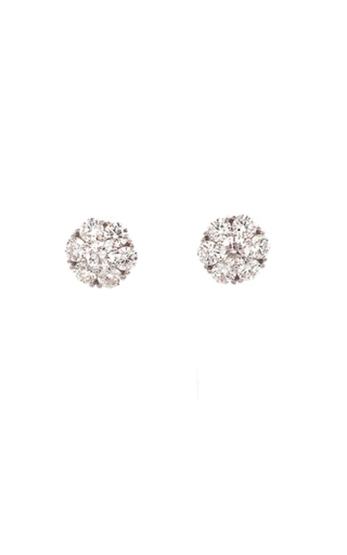 White 18 Karat Cluster Diamond Earrings With 14=2.09Tw Round G/H Si Diamonds
