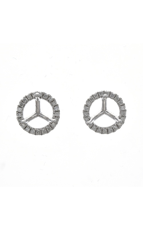 White 18 Karat Semi-Mount Earrings With 42=0.14Tw Round G/H Si Diamonds