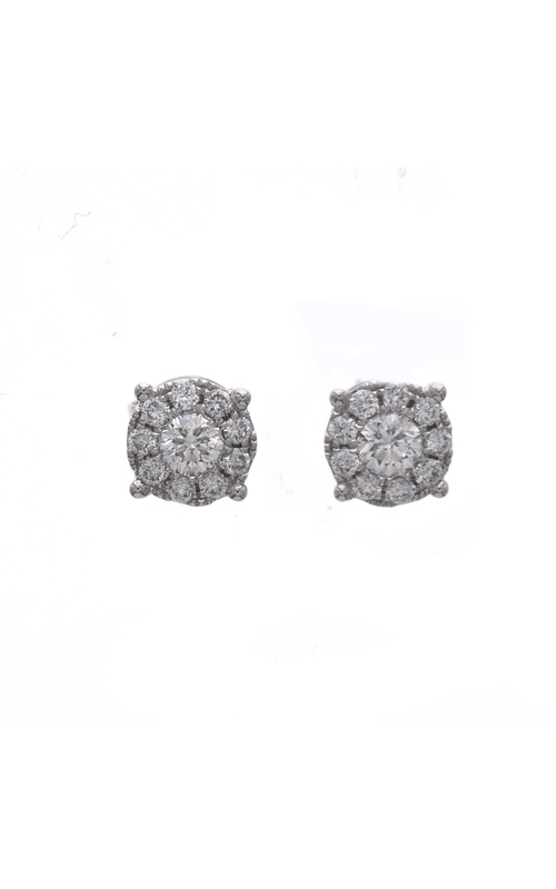 White 18 Karat Single Stud Halo Earring (1/2 pair) With 1=0.13Tw Round G/H Si Diamonds And 9=0.10Tw Round G/H Si Diamonds