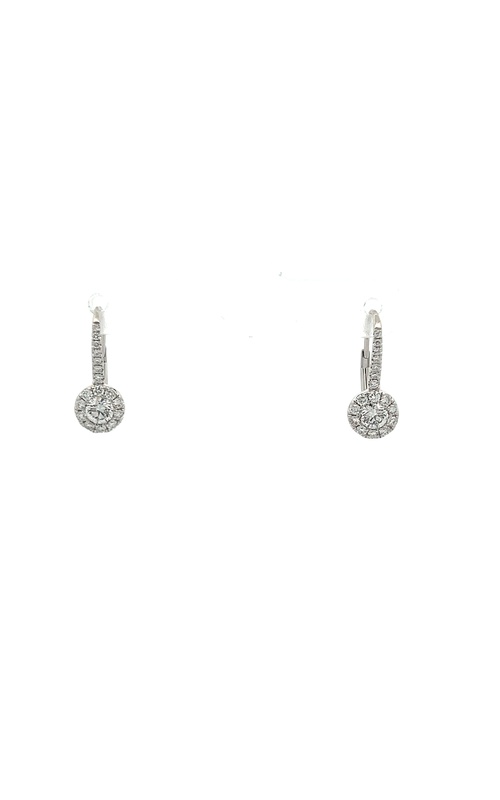 White 18 Karat Earrings With 2=0.39Tw Round G/H Si Diamonds And 34=0.32Tw Round G/H Si Diamonds
