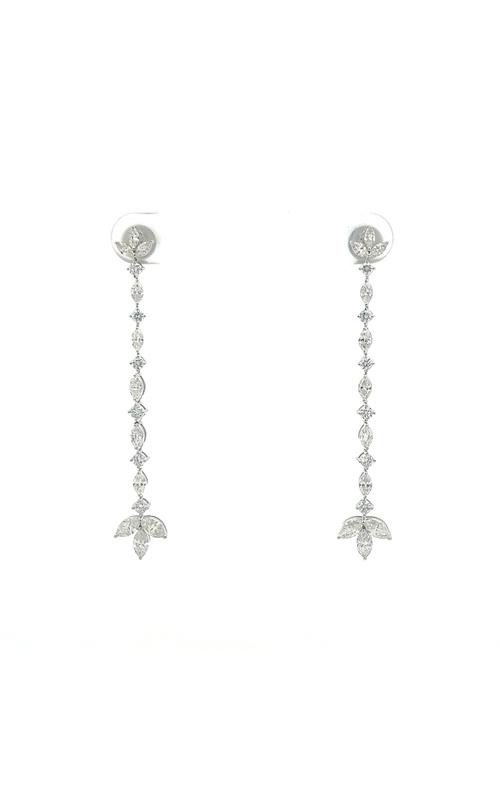 White 18 Karat Earrings With 22=1.57Tw Marquise G/H Si Diamonds And 12=0.38Tw Round G/H Si Diamonds