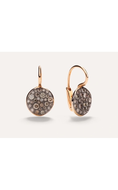 Pomellato Earrings Sabbia Rose 18K & Black Rhodium Earrings With 60=0.80Tw Round Brown Diamonds
