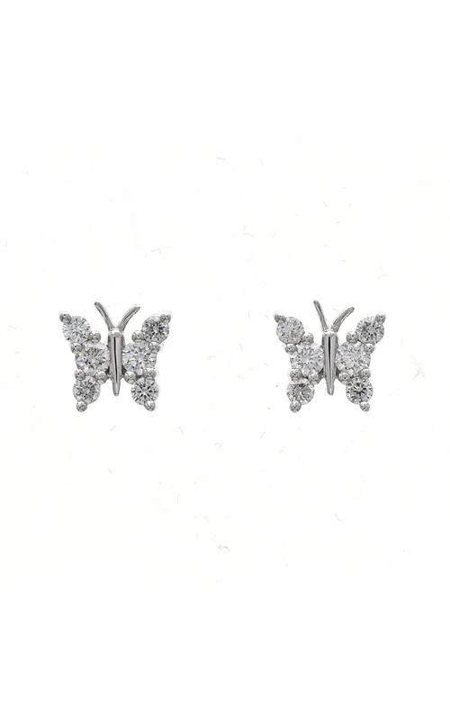 White 18 Karat Butterfly Earrings With 12=0.31Tw Round G/H Si Diamonds