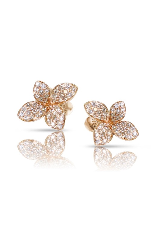 Pasquale Bruni Rose 18 Karat Petit Garden Earrings With 72=0.53Tw Round Champagne Diamonds And 24=0.18Tw Round White Diamonds