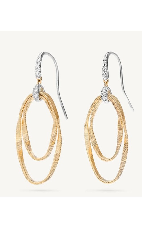 Marco Bicego Marrakech Onde 18K Yellow Gold And Diamond Concentric Hook Earrings With 0.08Tw Round Diamonds
