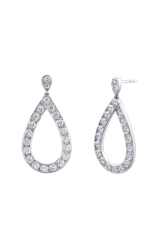 Harry Kotlar White 18 Karat Scallop Artisan Pave Earrings With = 2.45Tw Round G Vs2 Diamonds