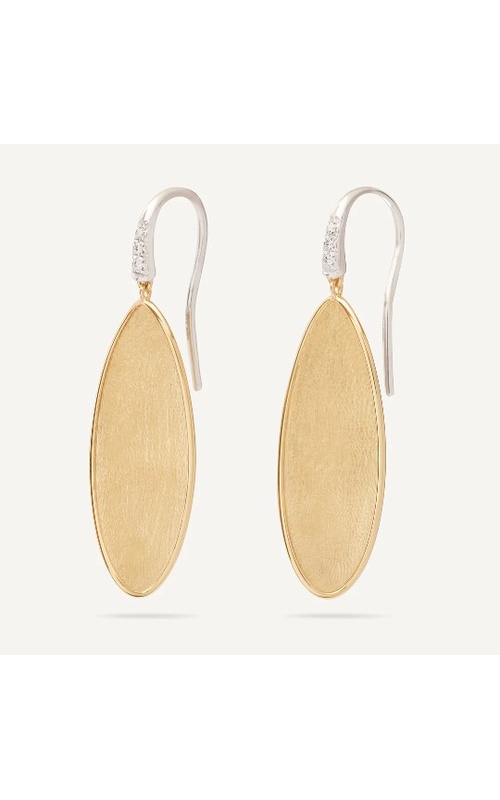 Marco Bicego White/Yellow 18 Karat Lunaria Petal Drop Earrings With Diamond Hook With 6 = 0.04Tw Round G Vvs-Vs Diamonds