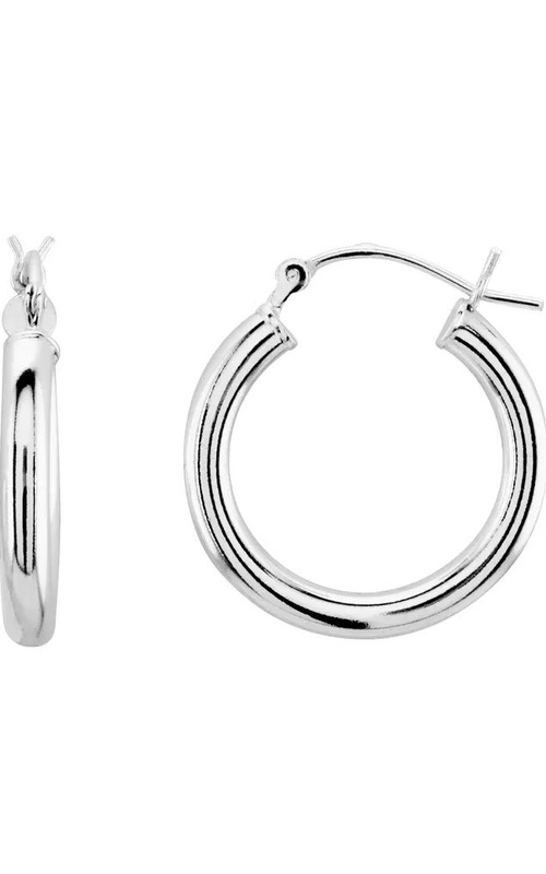 White 14 Karat 5X45mm Tube Hoop Earrings