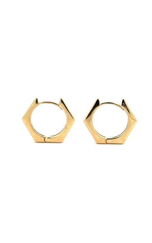 Yellow 14 Karat Hexagon Huggie Earrings