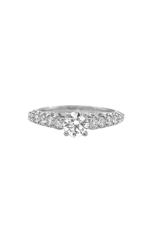 White 18 Karat Engagement Ring With One 0.45Ct Round Diamond And 0.96Tw Round Diamonds