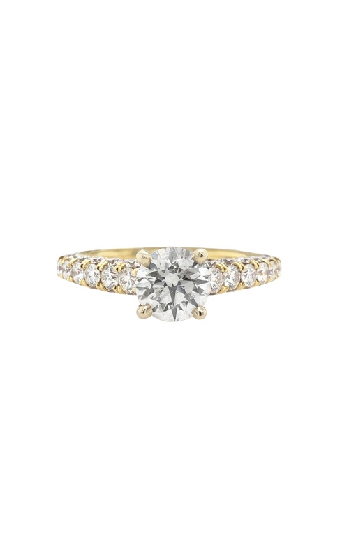 White/Yellow 18 Karat Engagement Ring With 1.01Tw Round Top Light Brown Si2 Diamonds And 1.05Tw Round Diamonds