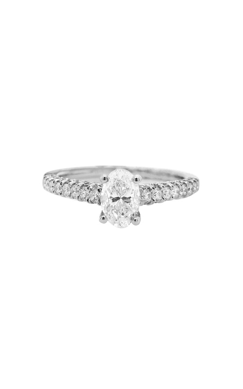 White 18 Karat Engagement Ring With One 0.70Ct Oval G Si1 Diamond And 0.67Tw Round Diamonds