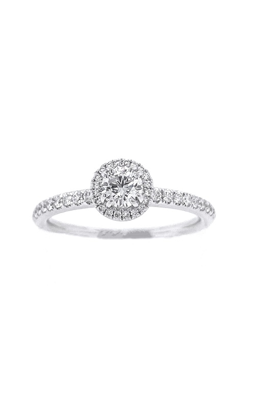 White 18 Karat Engagement Ring Size 6.5 With One 0.30Ct Round G/H Si Diamond And 40=0.24Tw Round G/H Si Diamonds