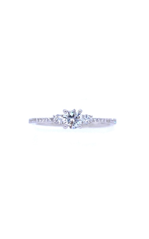 White 18 Karat 3 Stone Engagement Ring Size 6.5 With One 0.30Ct Round G/H Si Diamond And 22=0.15Tw Round G/H Si Diamonds