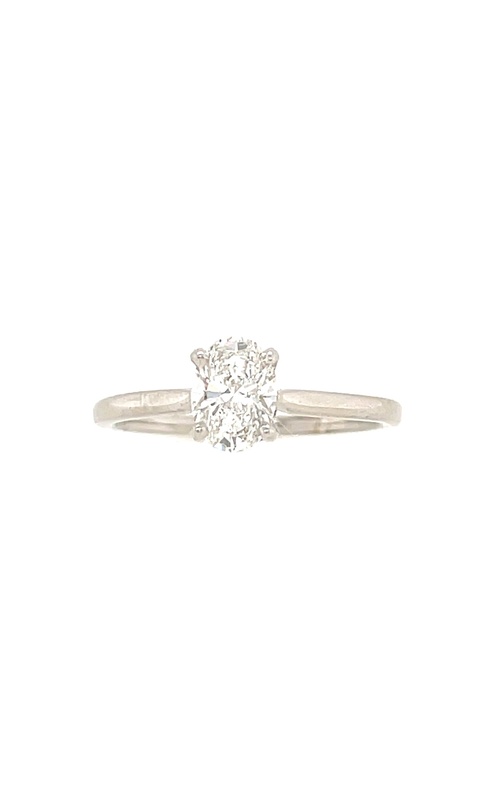 White 18 Karat Engagement Ring With One 0.71Ct Oval F VS2 Forevermark Diamond And 12=0.04Tw Round Diamonds