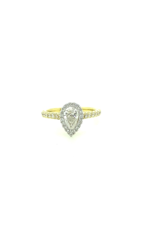 Yellow 18 Karat Engagement Ring Size 6.5 With One 0.51Ct Pear Diamond