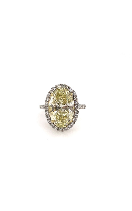 White/Yellow 18 Karat Engagement Ring Size 6.5 With One 7.01Ct Oval Y-Z Si1 Diamond And 50=0.45Tw Round Diamonds