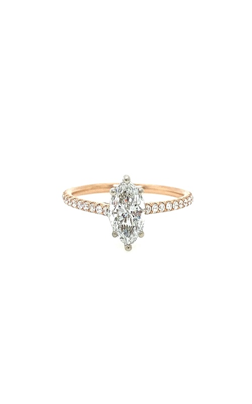 White/Rose 14 Karat Engagement Ring Size 6.5 With One 0.91Ct Marquise G Si2 Diamond And 26=0.23Tw Round Diamonds