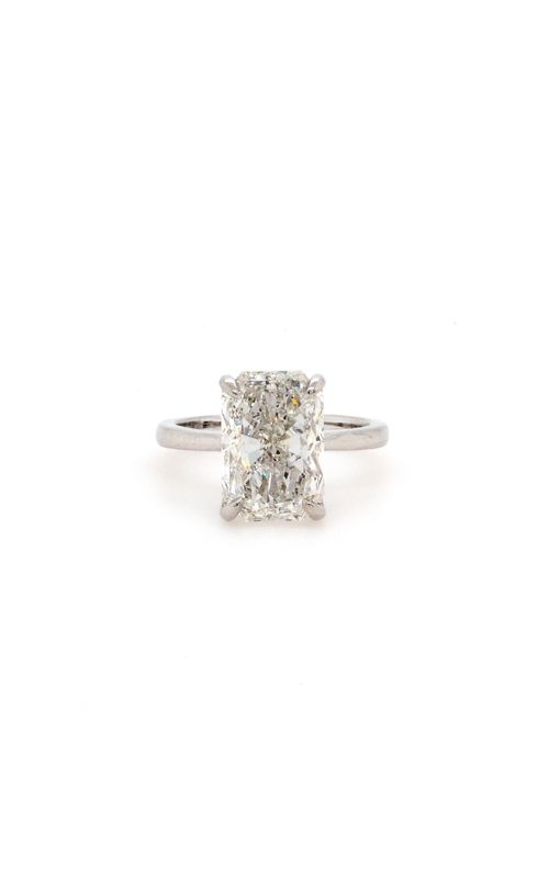 White 14 Karat Engagement Ring Size 5.5 With One 5.01Ct Radiant G Si1 Diamond