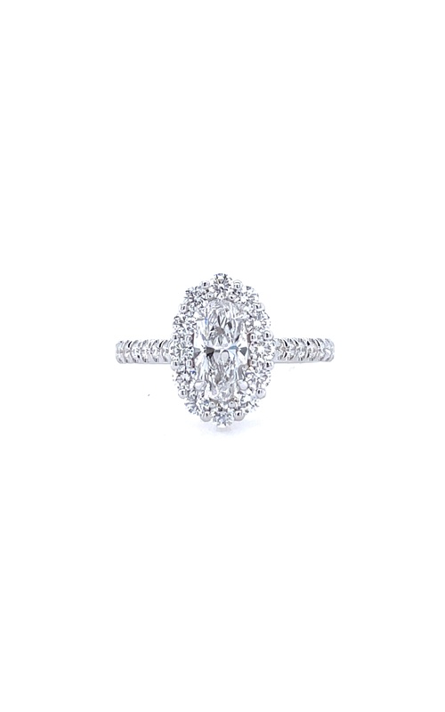 White 18 Karat Engagement Ring Size 6.5 With One 0.70Ct Oval D Si1 Diamond, 0.45Tw Round D-F Vs-Si Diamonds And 0.27 Twt Other Stones