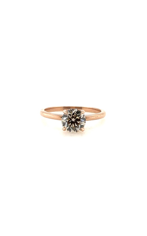 Rose 14 Karat Engagement Ring Size 7 With One 1.23Ct Round Light Brown Si2 Diamond