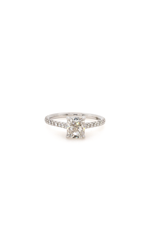 White 14 Karat Engagement Ring Size 6.5 With One 1.51Ct Cushion I Si1 GIA Diamond And 22=0.26Tw Round G Vs Diamonds