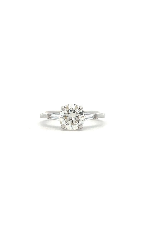 White 18 Karat Engagement Ring Size 6.5 With One 1.51Ct Round J Si2 Diamond And 2=0.20Tw Tapered Baguette G/H Si2-Si3 Diamonds