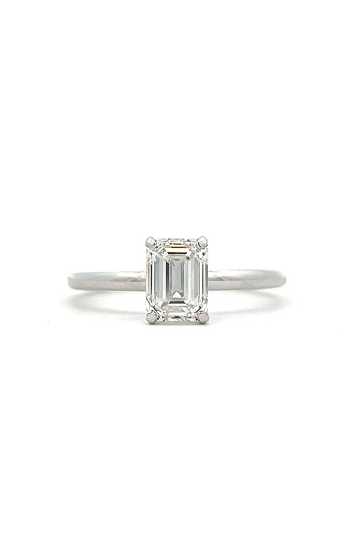 White 14 Karat Engagement Ring Size 6.75 With One 1.20Ct Emerald F Vvs1 Diamond