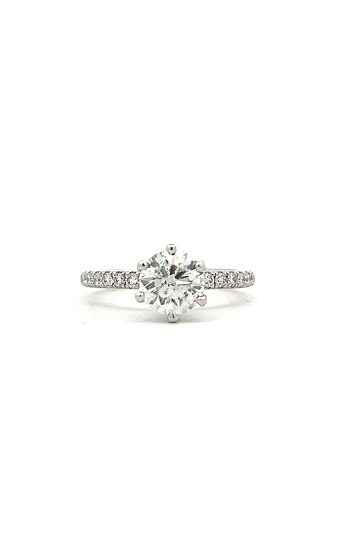 White 18 Karat Engagement Ring Mounting Size 6.5 With 42=0.42Tw Round G/H Si2 Diamonds