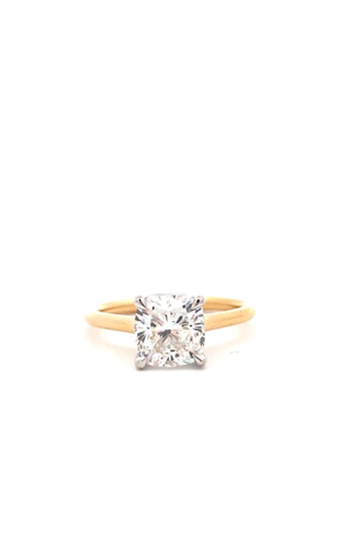 Yellow/White 18 Karat Solitaire Engagement Ring Size 6.5 With One 1.97Ct Cushion H Si2 Diamond GIA# 2155698928
