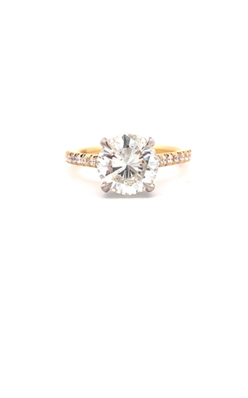 Yellow/White 18 Karat Engagement Ring Size 6.5 With 20 = 0.30Tw Round G Vs Diamonds And One = 2.12Ct Round J Vs1 Diamond GIA#6481905109