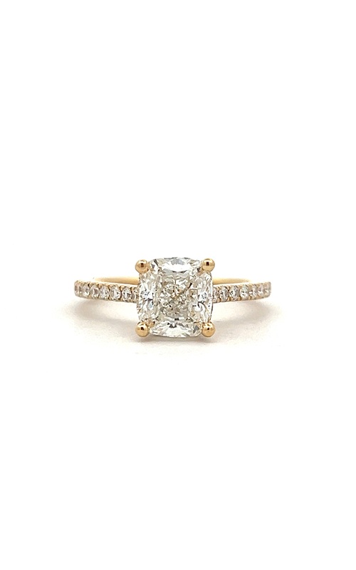 Yellow 18 Karat Engagement Ring Size 6.5 With 44=0.33Tw Round G/H Si2 Diamonds And One 2.04Ct Cushion H Si2 Diamond GIA# 1206935633