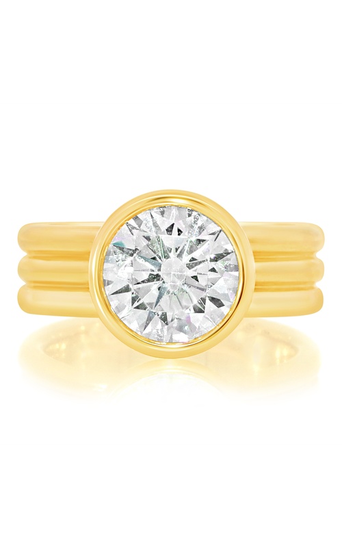 Yellow 18 Karat Engagement Ring Size 6.5 With One = 3.72Ct Round L Vs2 Diamond