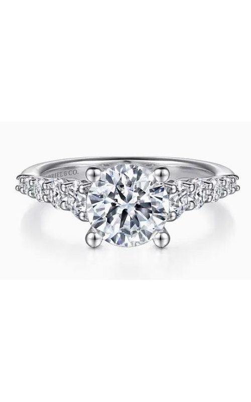 White 14 Karat Engagement Ring Size 6.5 With 1.58Ct Round Brilliant G SI1 Diamond and 10 = 0.75Tw Round G/H Si2 Diamonds