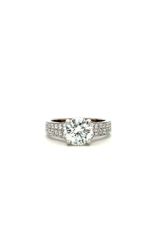 White 18 Karat Engagement Ring Size 6.5 With One = 2.02Ct Round H Vs1 Diamond And 28 = 0.62Tw Round G/H Si Diamonds