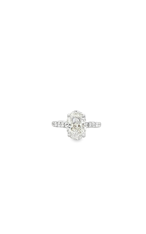 White 18 Karat Engagement Ring Size 6.5 With One = 3.07Ct Oval J Si1 Diamond And 92 = 1.22Tw Round G/H Si Diamonds