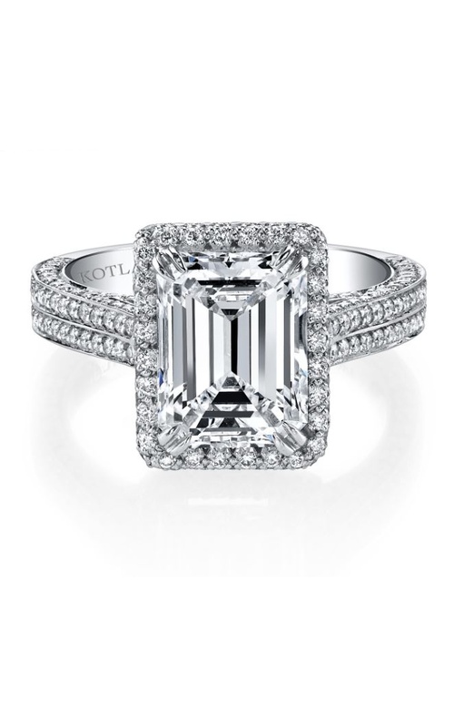 Harry Kotlar Platinum Engagement Ring Size 6 With One 3.75Ct Radiant D Si1 Diamond And 0.94Tw Round G Vs1 Diamonds