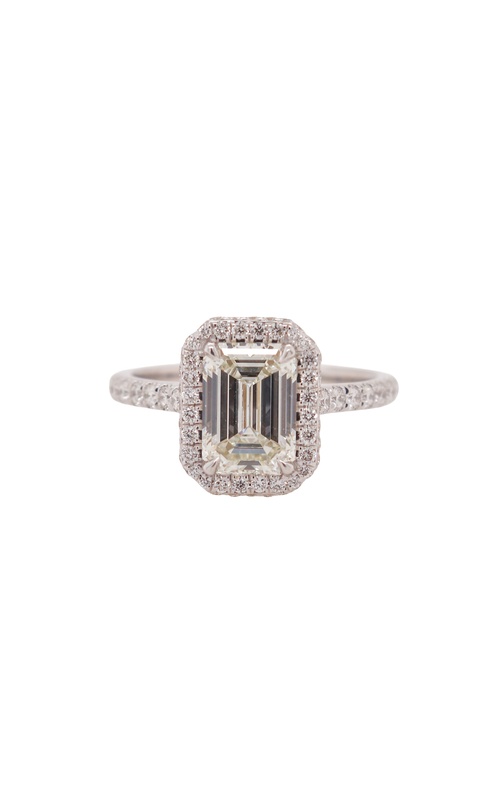 White 18 Karat Engagement Ring Size 6.5 With One = 2.01Ct Emerald I Vs2 Diamond And 82 = 0.44Tw Round G Vs Diamonds