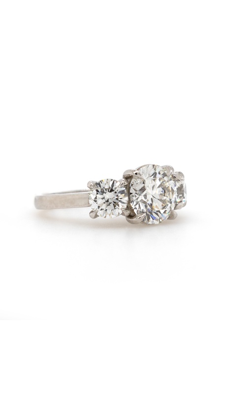 Platinum Modern Three Stone Ring Size 6.5 With One 3.53Ct Round H VS2 Diamond, One 1.01Ct Round H Si1 Diamond And One Round 1.00Ct H SI1