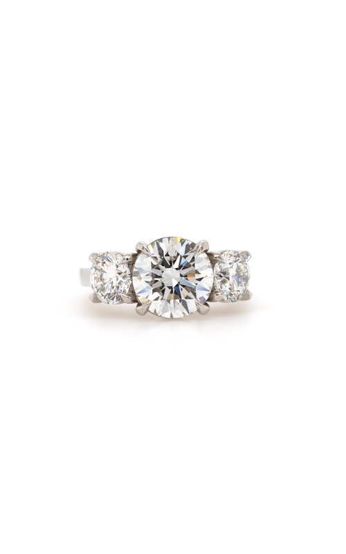 Platinum Modern Three Stone Ring Size 6.5 With One 3.53Ct Round H VS2 Diamond, One 1.01Ct Round H Si1 Diamond And One Round 1.00Ct H SI1