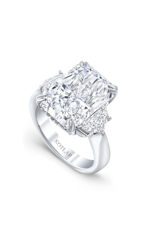 Harry Kotlar platinum diamond engagement ring with one 8.04ct J VS1 Radiant diamond and 2=1.21ctw J VS1 epaulette diamonds
