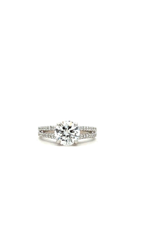 White 18 Karat Engagement Ring Size 6.5 With One = 2.02Ct Round D Si2 Diamond And 38 = 0.39Tw Round G/H Si2 Diamonds
