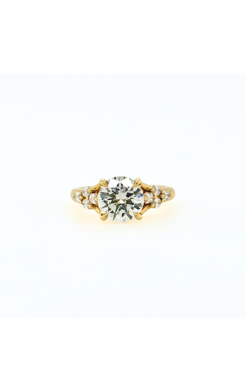 14k YG Round & Marquise Diamond Engagement Ring