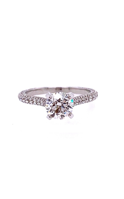 White Polished 18 Karat Semi Mount Ring Size 6.5 With 174=0.87Tw Round G/H Si Diamonds