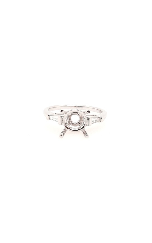 White 18 Karat Semi-Mount Ring Size 6.5 With 2=0.16Tw Trapezoid G/H Si2 Diamonds
